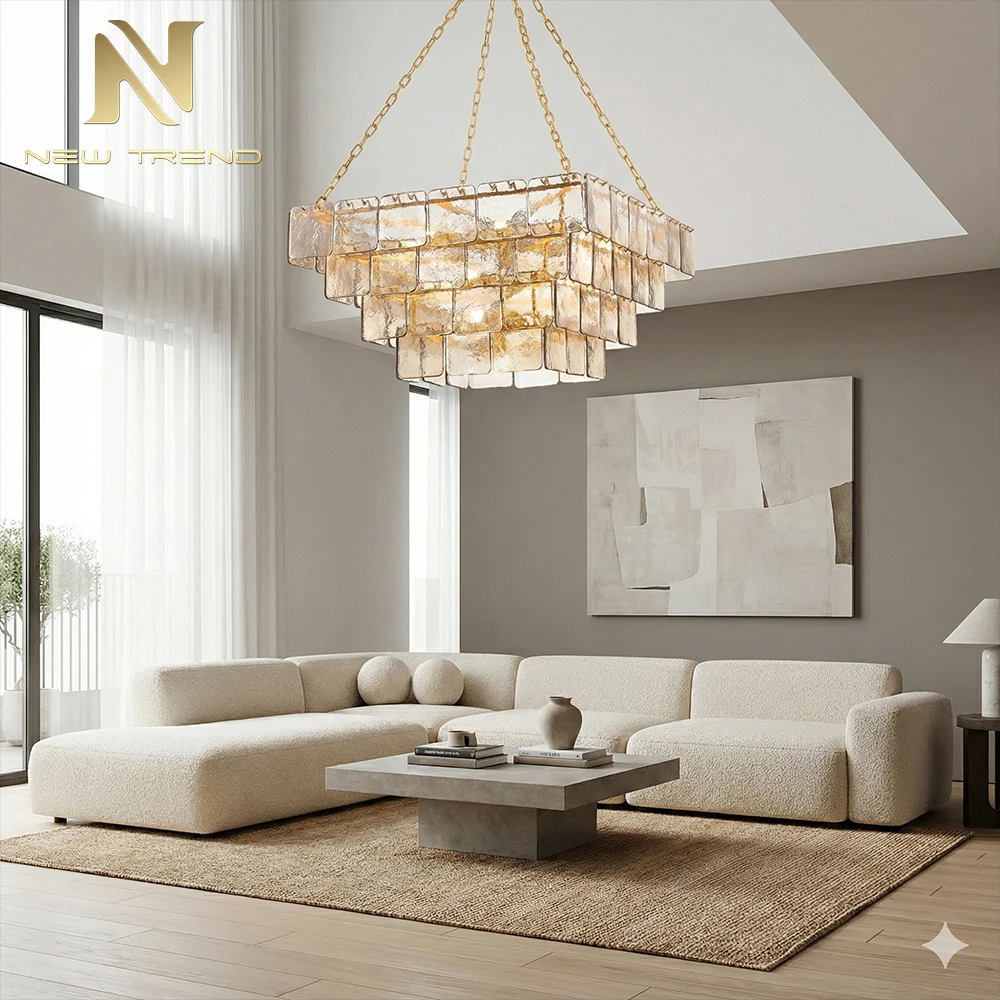 CPL-458 Modern Nordic Style Murano Glass Chandelier – Minimalist Designer LED Pendant Light for Dining Room Murano Glass Led Chandelier Lamp