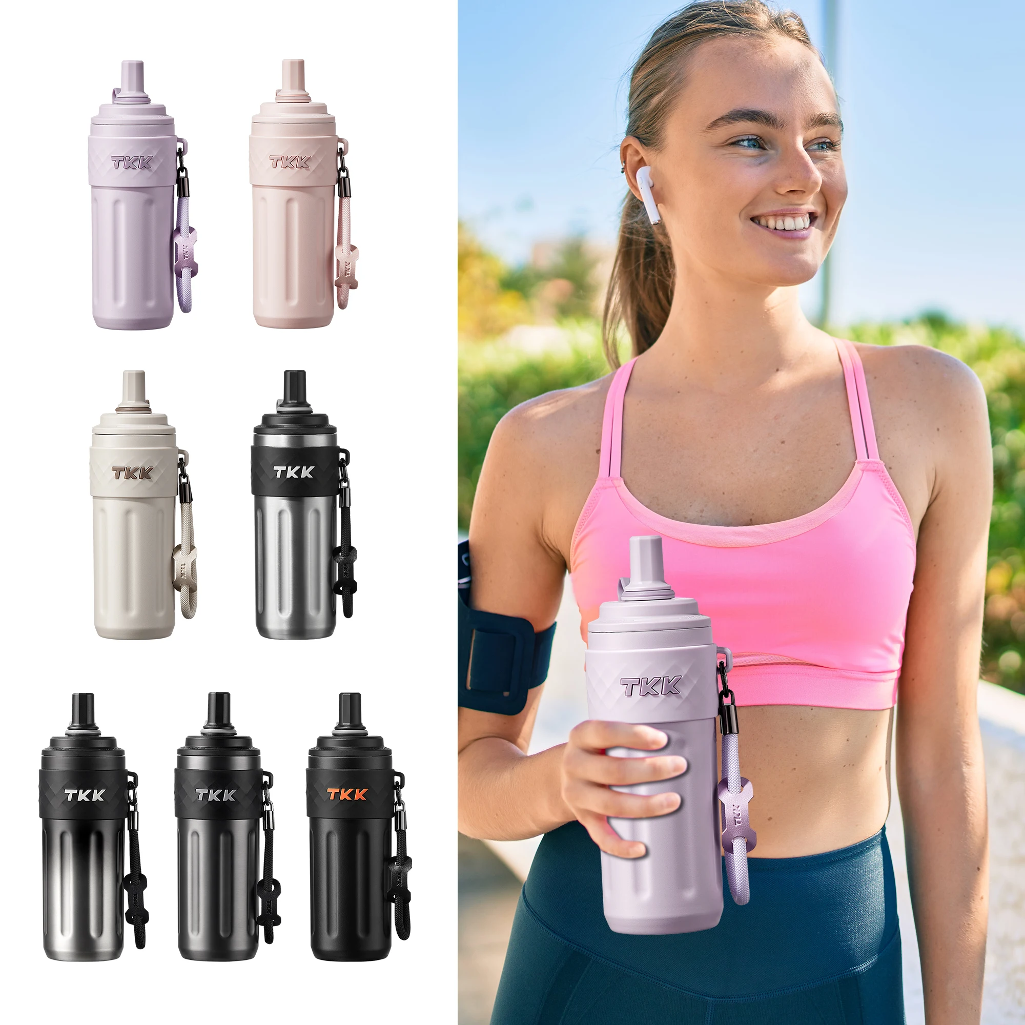 Garrafa térmica esportiva de aço inoxidável com parede dupla de 500ml, personalizada com logotipo de fábrica, ideal para adultos e viagens._voghion.com