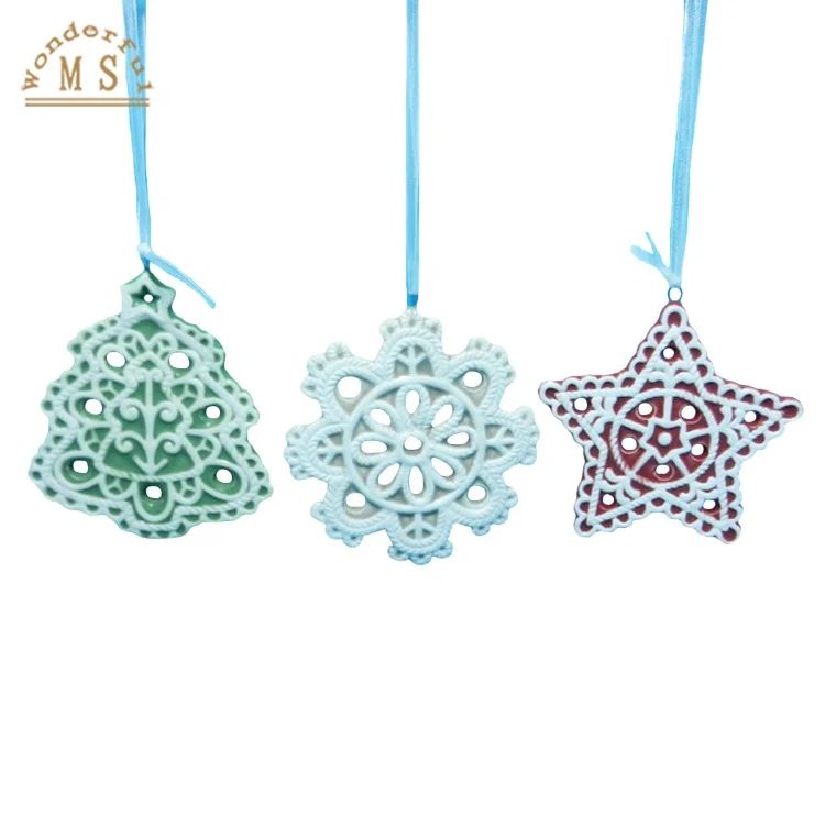 Durable and hard long-lasting using Hanging Ceramic Christmas Tree Ornament with 6pcs design and color for your holiday party