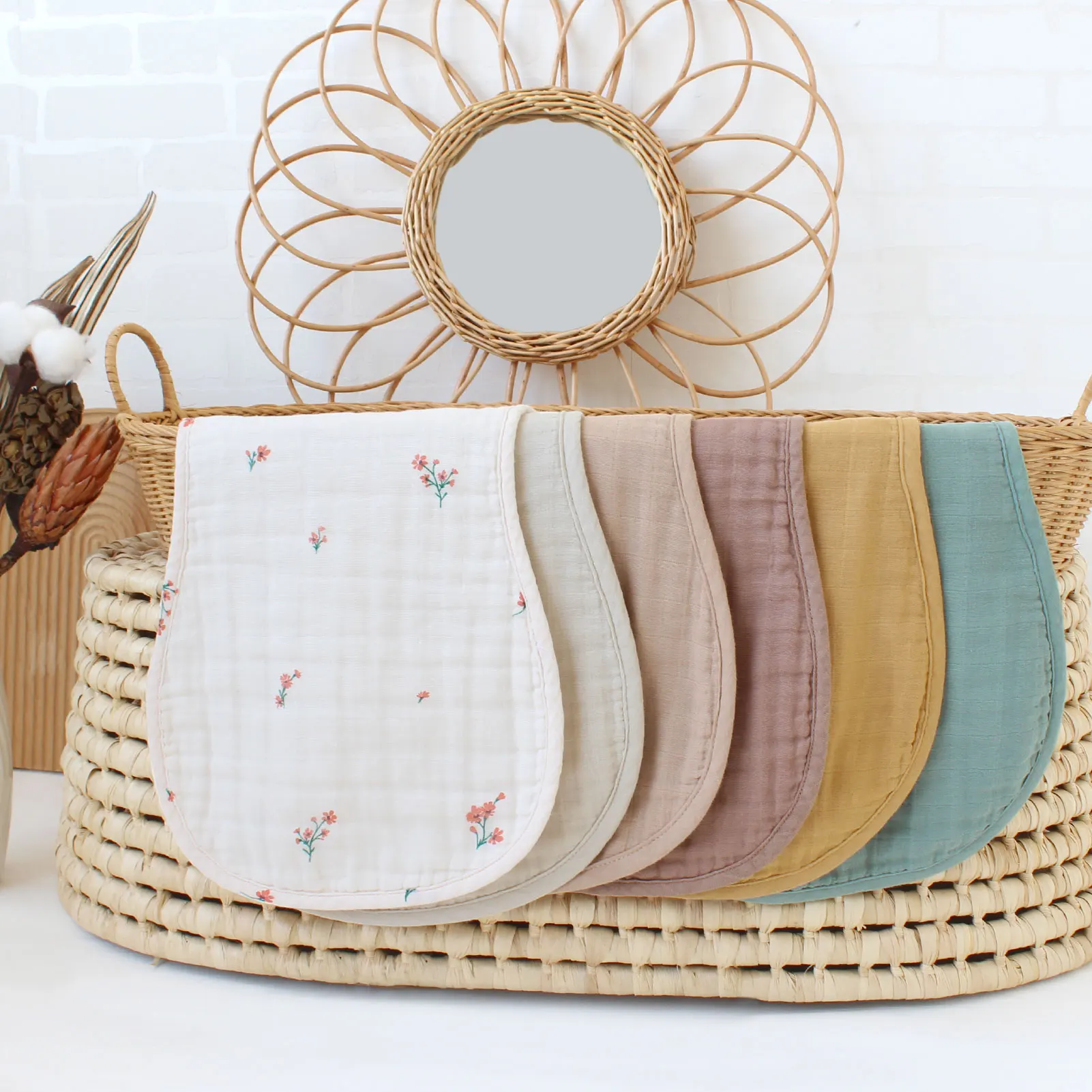 2022 новый дизайн оптовая продажа Лот из 6 слоев новорожденных слюни нагрудник ткань 100% для детей органического хлопка