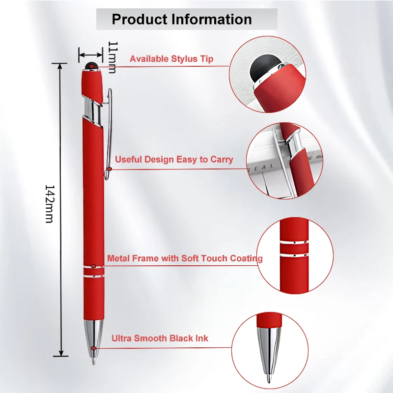 Custom Logo Promotion Soft Rubber Plastic Touch Luxury Ball Pen Business Office Sports Customize Metal Stylus Ballpoint Pens