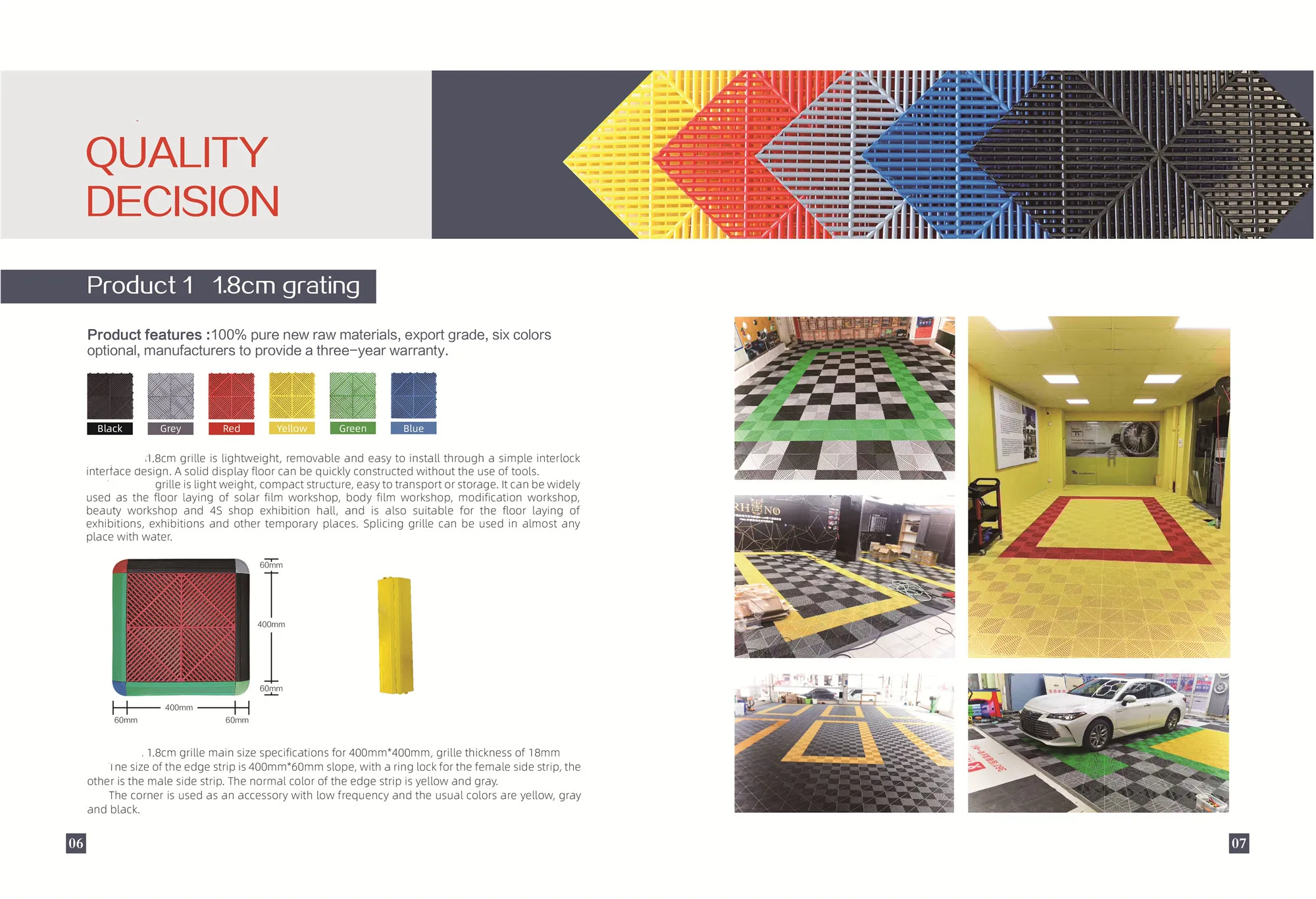 Car Wash Grate Floor/garage Floor Tiles/plastic Flooring 4s Shop Garage