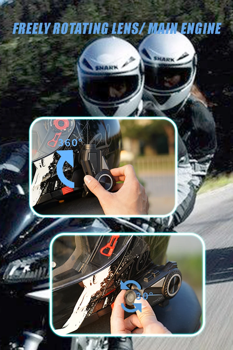 FreedConn R3 Pro Motorcycle Bluetooth Headset with 2K Camera, Hi