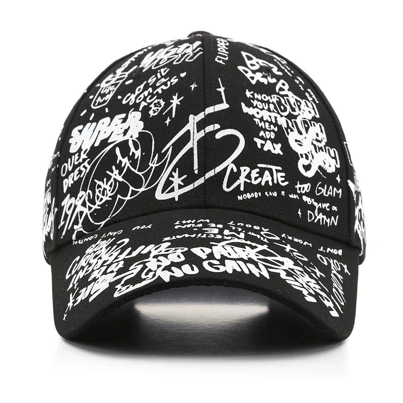 BEALIFE Cappelli per il tempo libero regolabili Berretto da baseball con stampa graffiti alla moda alla moda per uomo donna Cappello in cotone con paralume in poliestere, Bianco