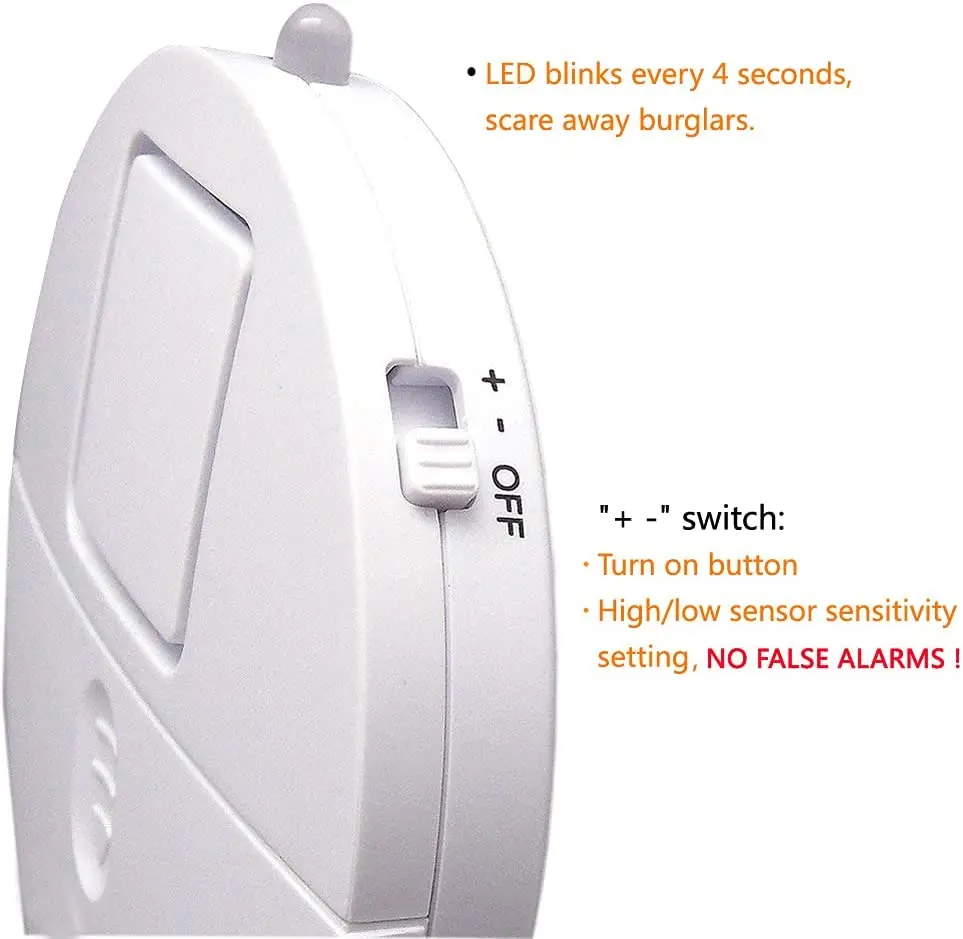 NST003 Portable 120dB Alarm Vibration Detector ABS Security Sensor for Window Glass Break Compatible Virtually Any Window Glass