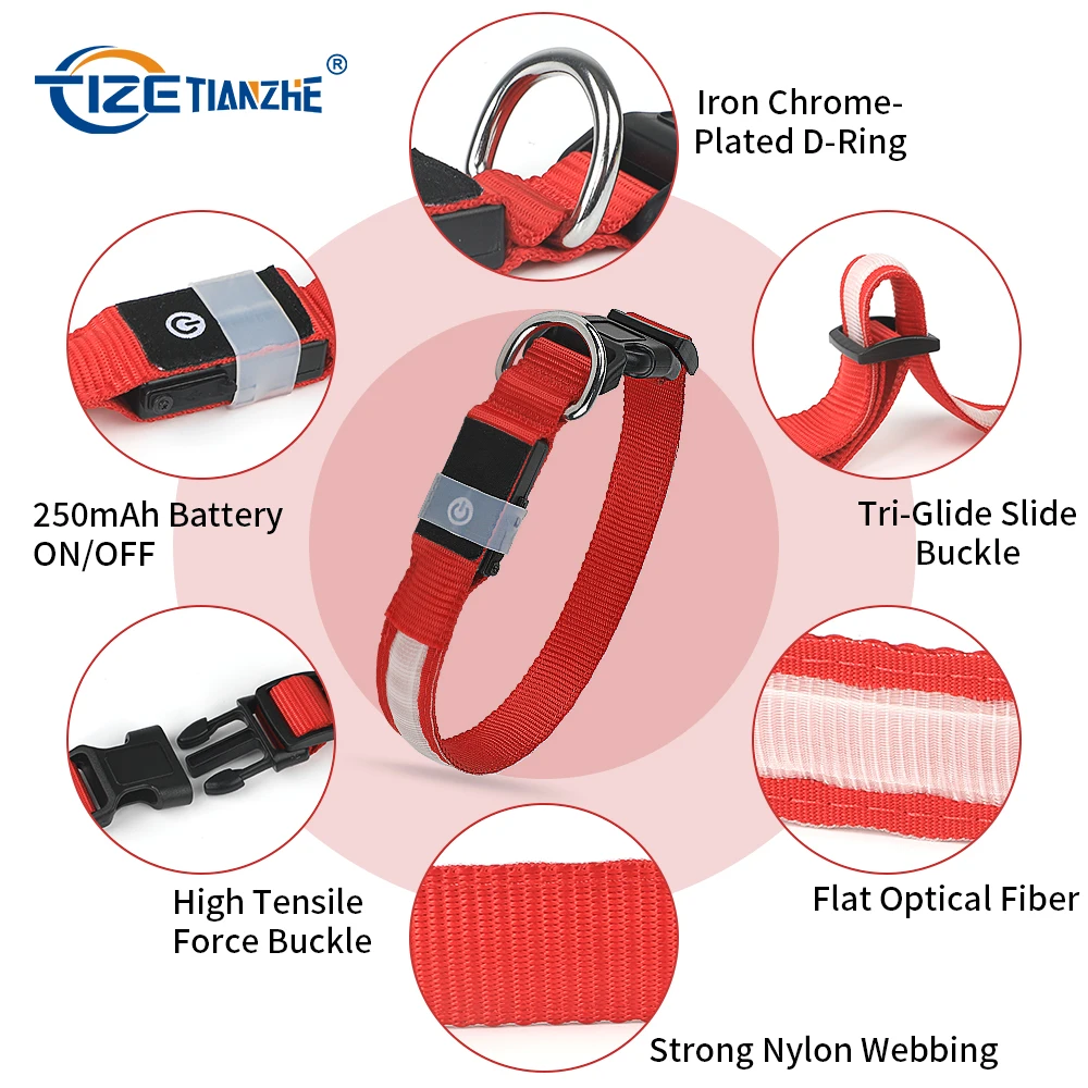 China Wholesale Customized Led Light up Dog Collar Pet Accessories Rechargeable Waterproof Dog Led Collar