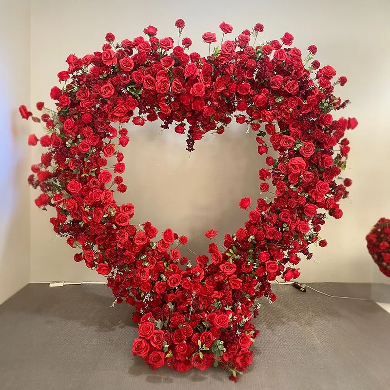 Giant Wedding Flowers Arch Heart Shape Arch Artificial Flowers For 