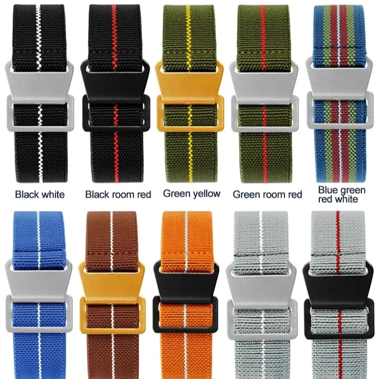 Aibangjia Parachute Bag Elastic Nylon Watch Band Nato Nylon Striped