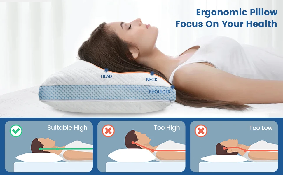 Pulatree Adjustable Ergonomic Cervical Shredded Memory Foam Pillow For