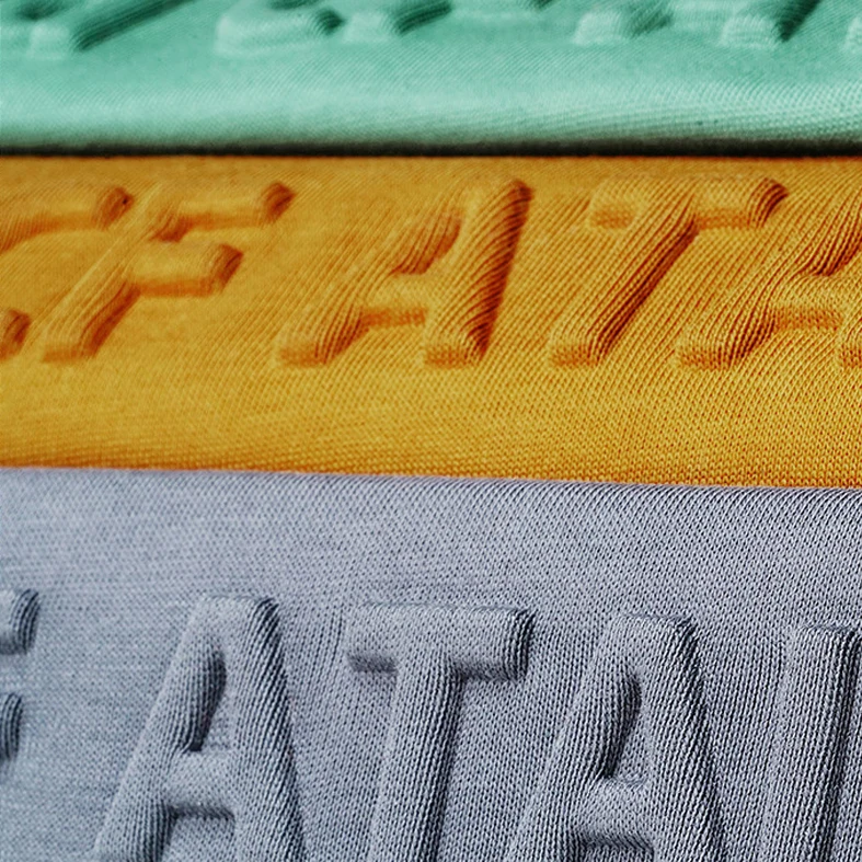 Custom Logo High Quality Embossed Print 3d 100 Cotton Emboss Printing