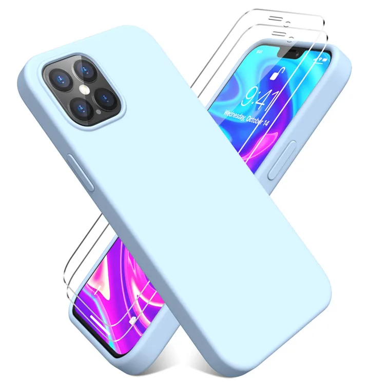Case Cover Mobile Phone Soft Liquid Silicone Phone Case Luxury for Iphone 12 Protector Cover Liquid Silicone,nice Solid Color