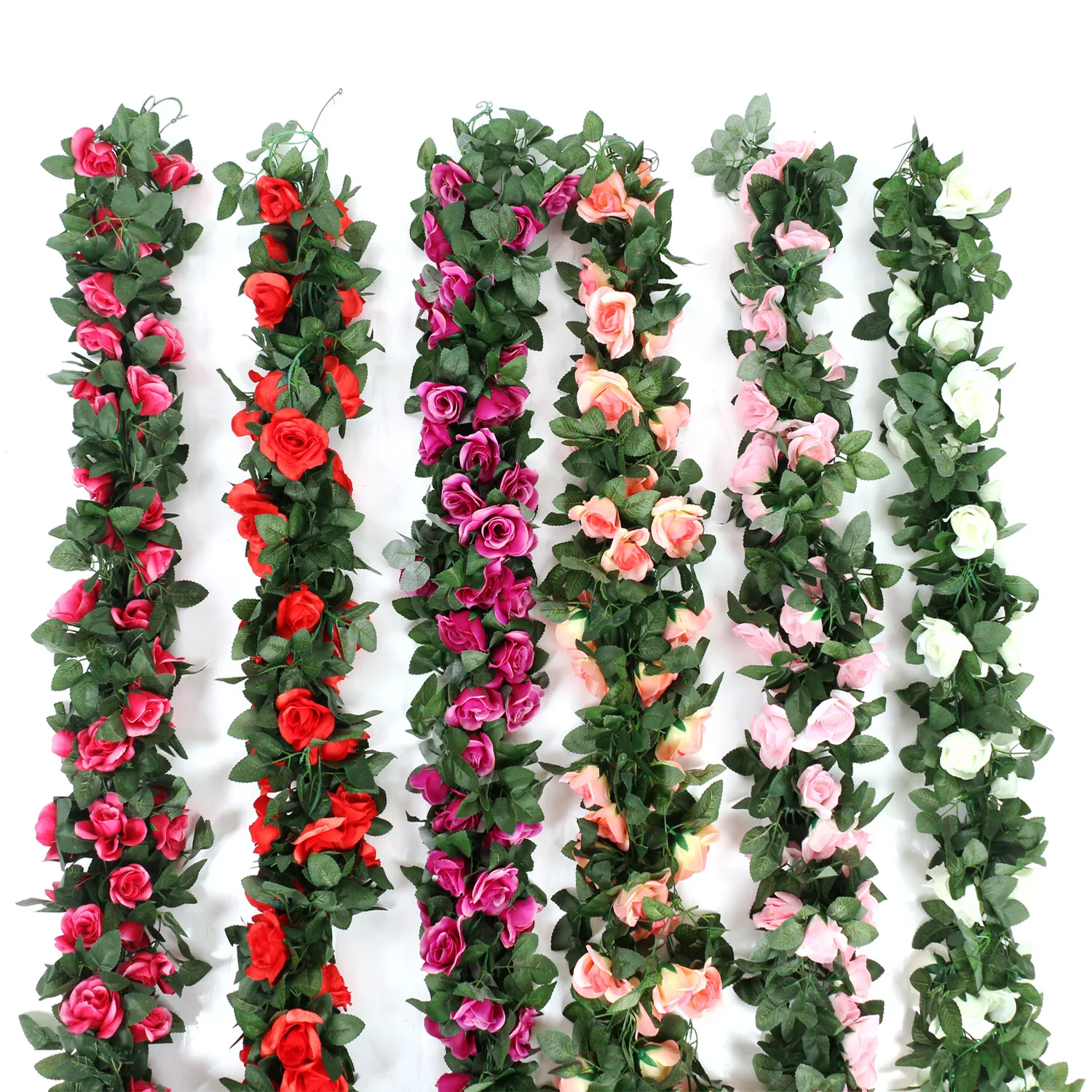 4 Pieces Artificial Rose Garland, 220cm Fake Rose Vine Flower Garland With Green  Leaves For Wedding Party Garden Decoration