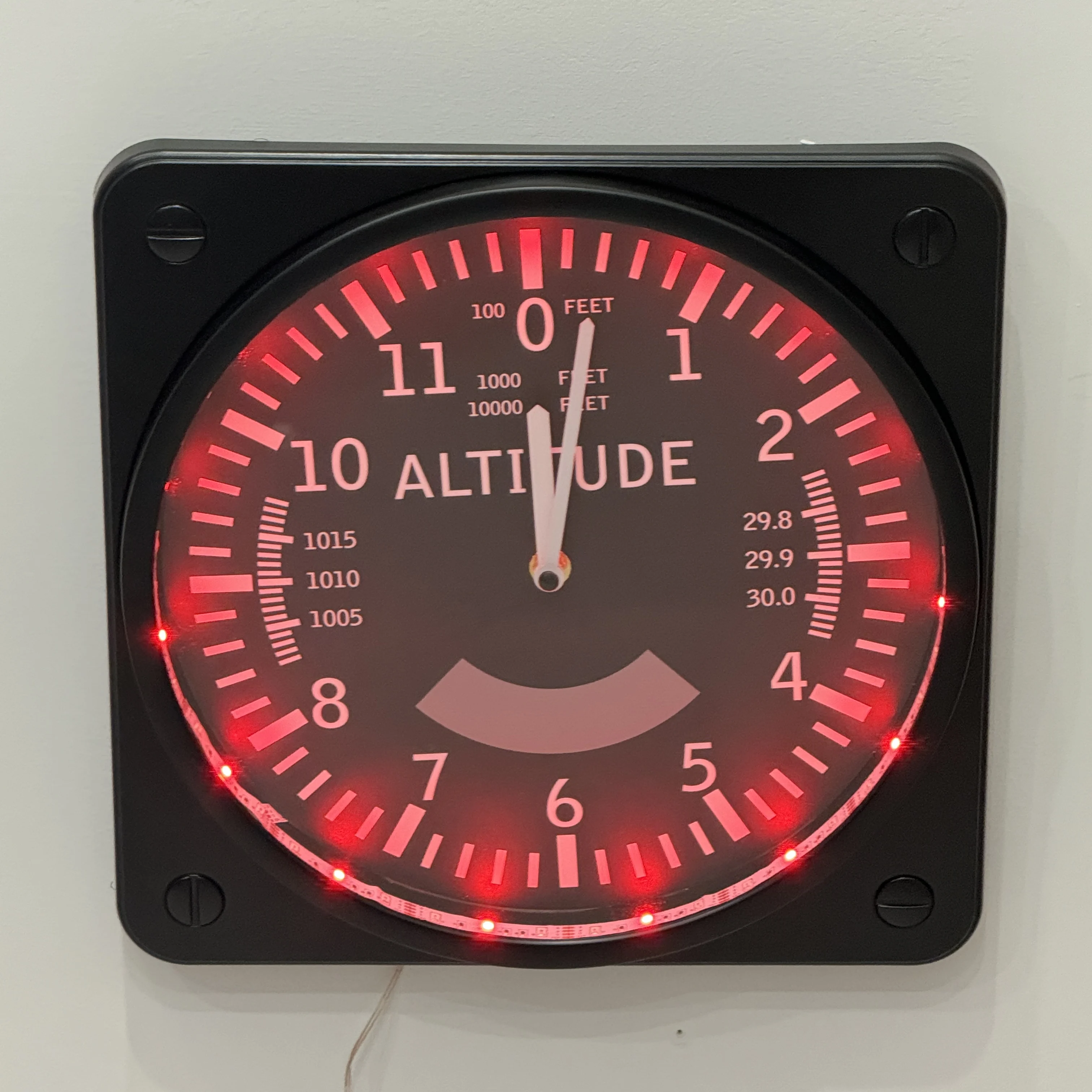 RGB Colorful LED Light Changing Wall Clock Altitude  Altimeter Air Speed Tracking Pilot Air Plane Altitude Measurement