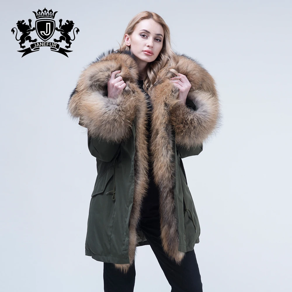 Parka Doublé Fourrure Lapin Caroline Nicholls - Vert, Taille M, Super Chaud Et élégant, Neuf Avec étiquettes