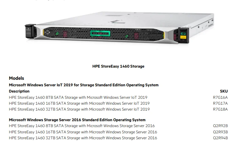 HPE StoreEasy 1460 with 500W 8TB SATA Storage Solution with High Performance on Sale