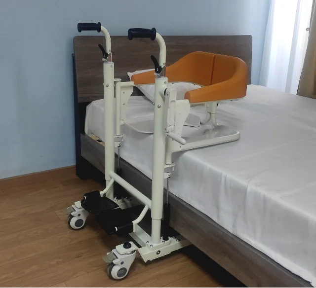 Hot Sale Movable Nursing Adjustable Control Manual Rehabilitation Patient Transfer Commode Chair for Elderly