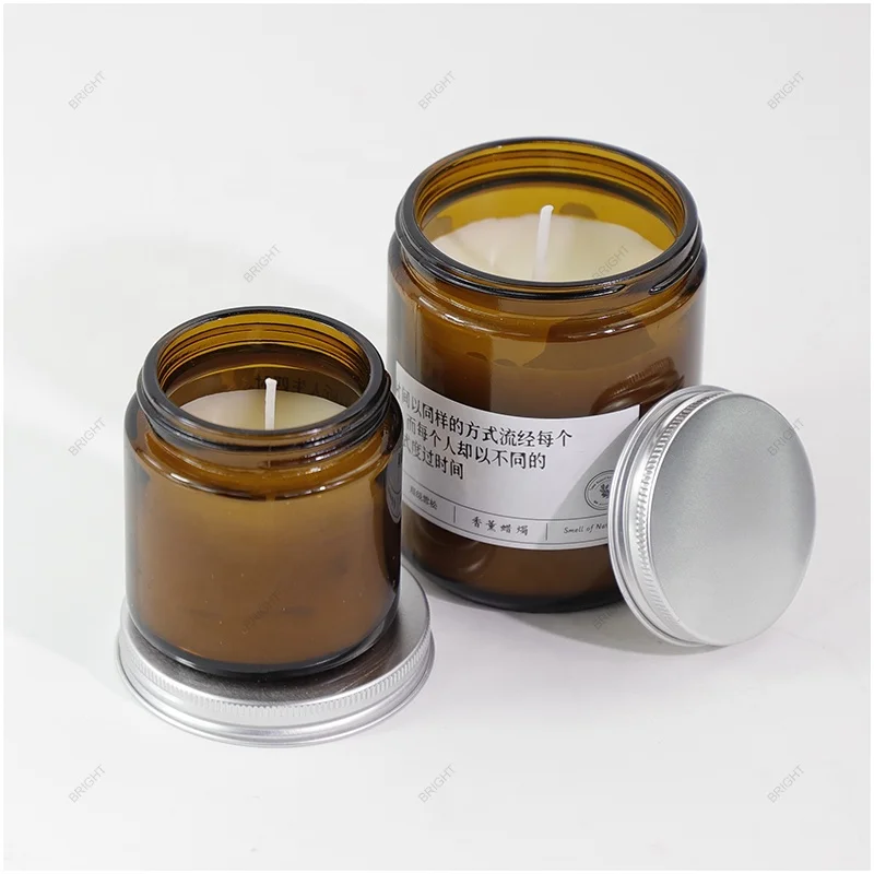 4oz 8oz 10oz Empty Custom 120ml 180ml 250ml 500ml Round Amber Glass Jar ...