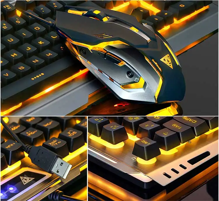Mechanical Gaming Keyboard And Mouse Combo Rainbow Backlit Keyboards