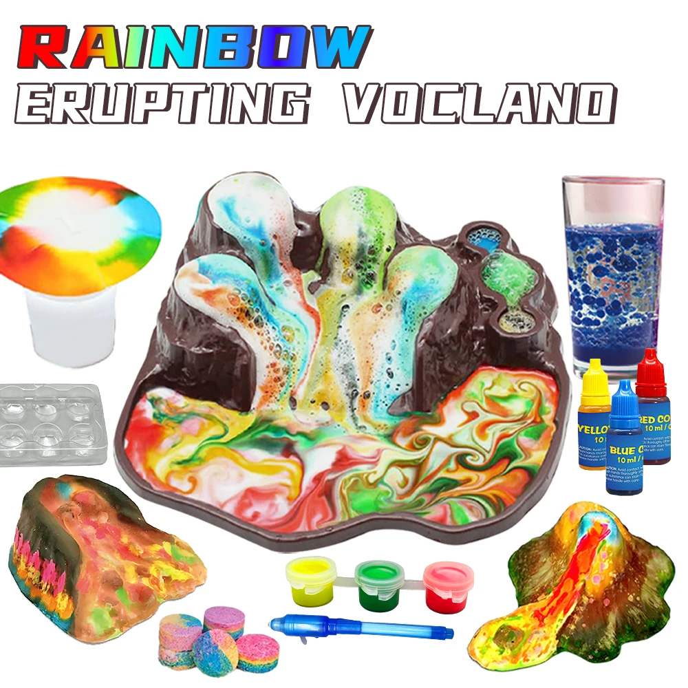 2025 Newest Volcano Making Kit Glow in the Dark Volcano Eruption Science Kit Colorful Chemical Experiment Toy for Kids