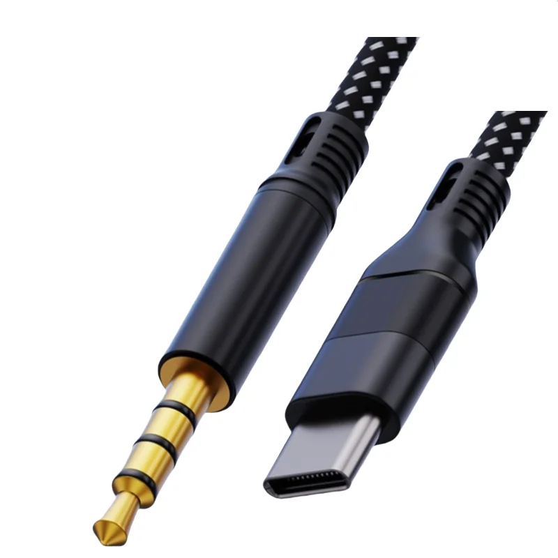 1.2m DAC Type C Audio Cable PVC Braid USB Type-C Male 3.5mm Jack TRRS Car AUX Adapter for iPhone 15 iPad Compatible Speaker