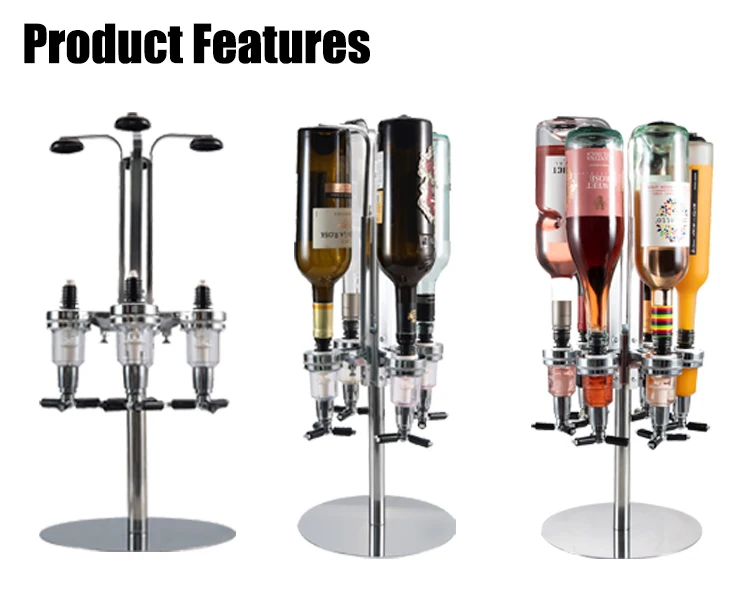 2021 Hot Sale 4 Bottle Liquor Dispenser, Revolving Whiskey Bottle Dispenser Automatic Tap Dispenser Holder
