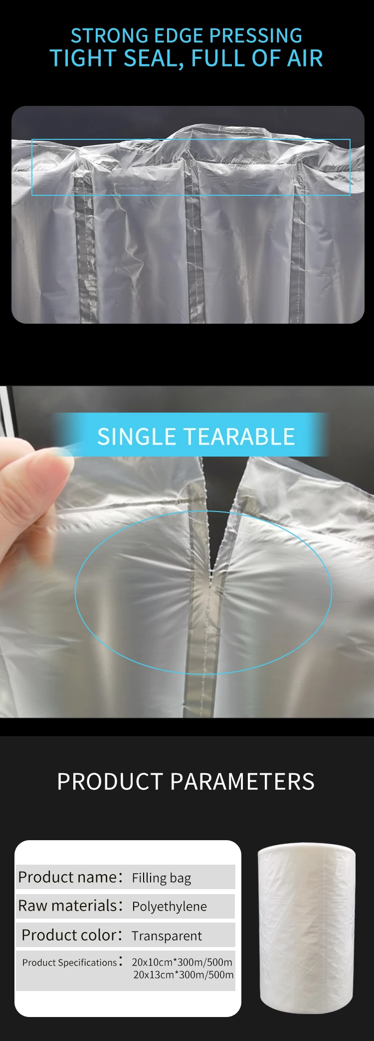 Customizable Plastic Filling Bag Gourd Membrane Shockproof Air Pillow Bubble Packaging Cushion