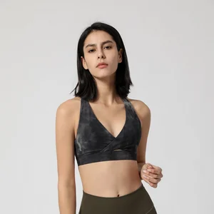 Nylon Spandex Cross Back Custom Digital Printing High Impact High Support Shirts Tops Workouts Women Sports Bra