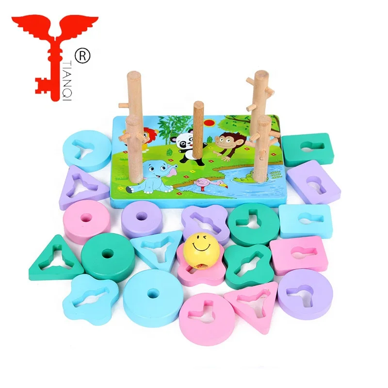 Tower Shape Model Building Block Educational Wooden Toy for Kids