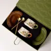 Brown green osmanthus cup gift box