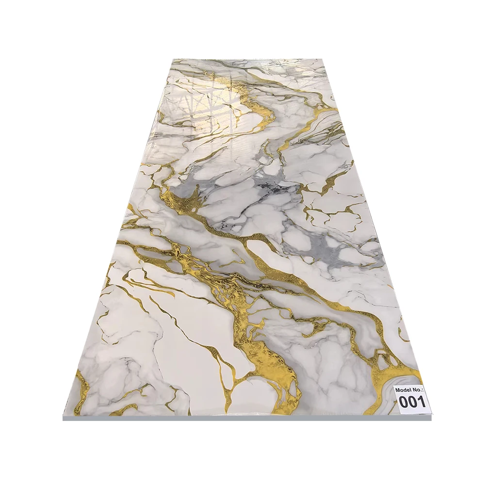 High Glossy Gold Stone 3d Design Pvc Marble Sheet Wall Panel Uv Marble Sheet