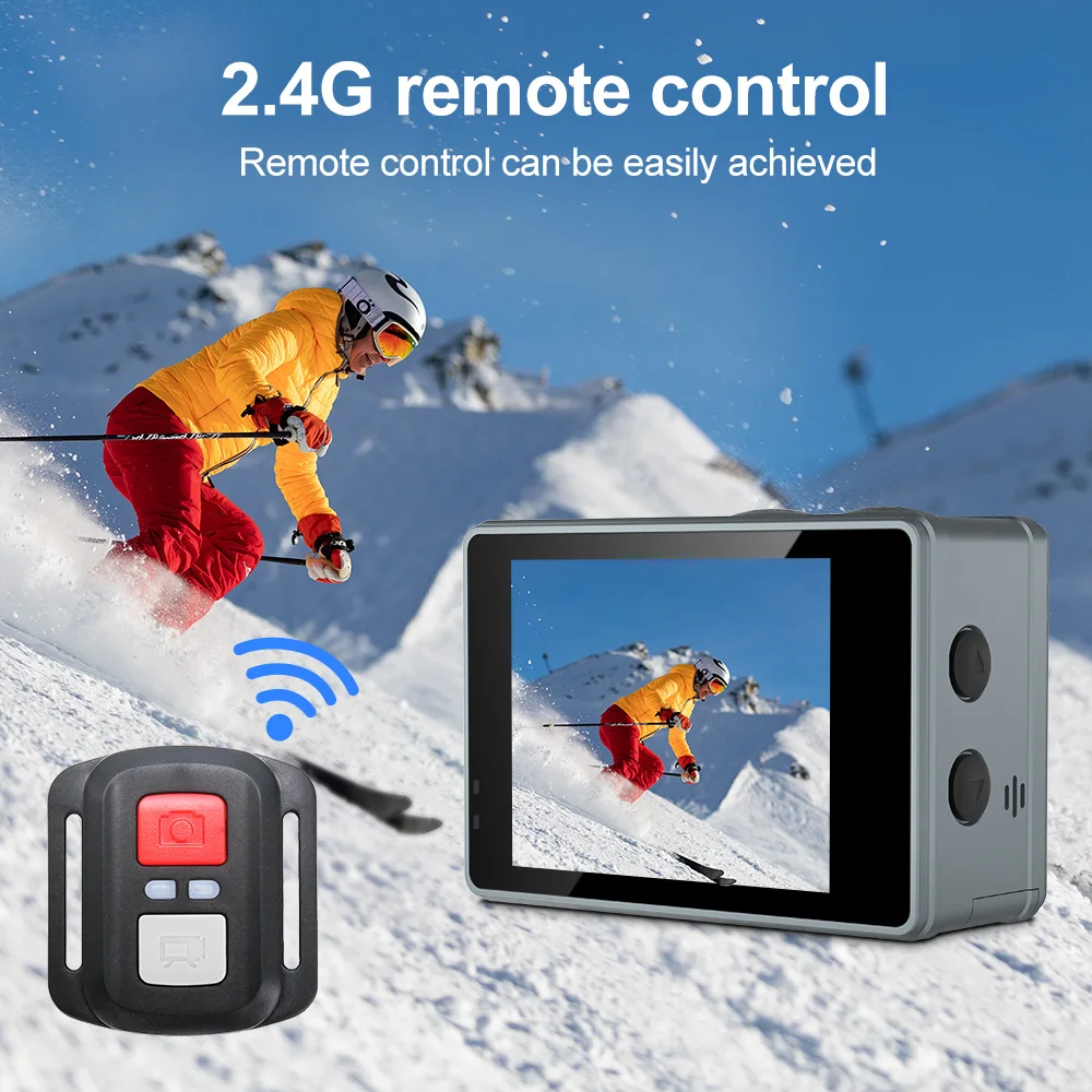 180 Degree Viewing Angle Action Camera Double Screen Deep Diving Action Camera Outdoor Action Camera 60 Fps