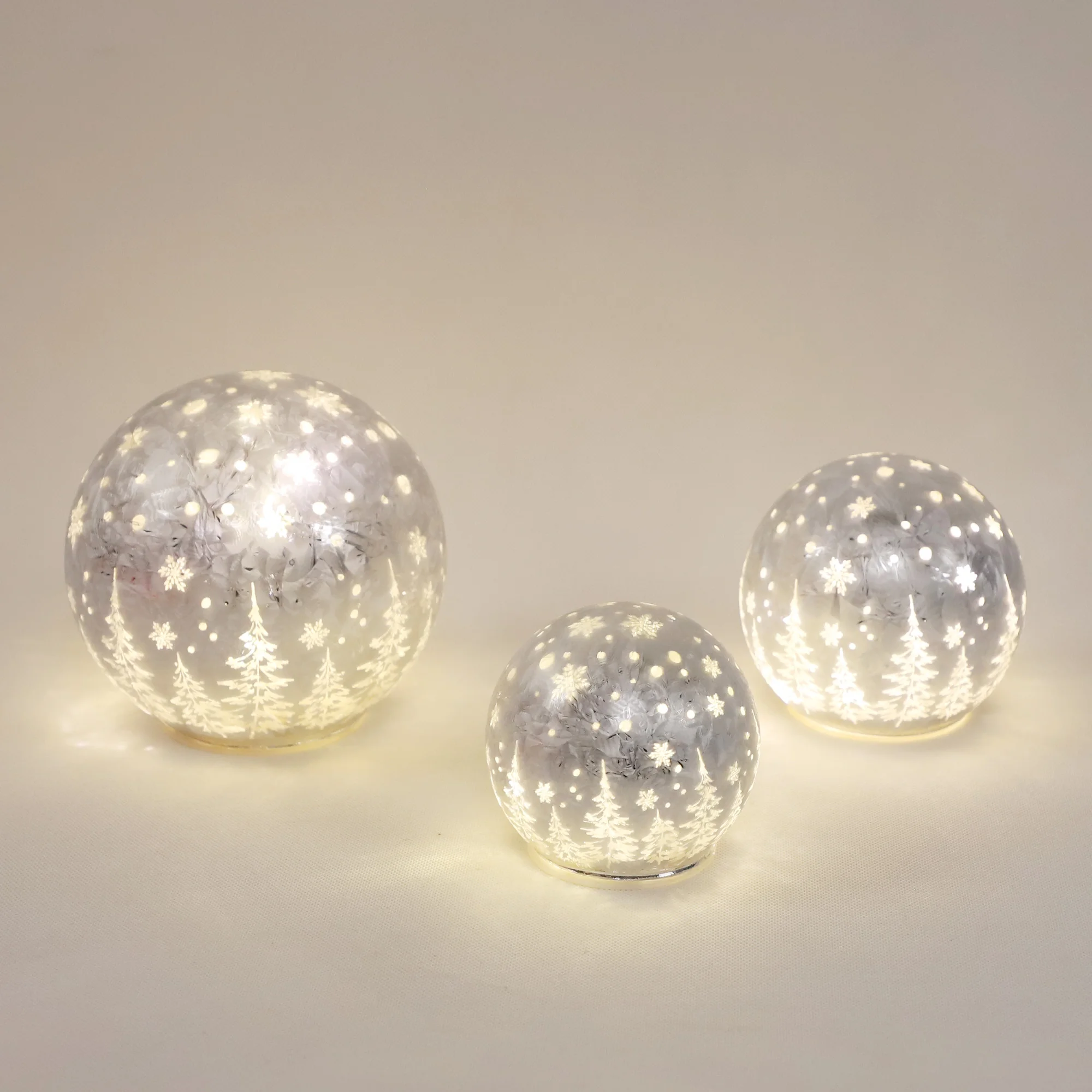 Glass merry christmas gifts Led Decorative Lighted Up Glass Ball Light Warm White with Timer