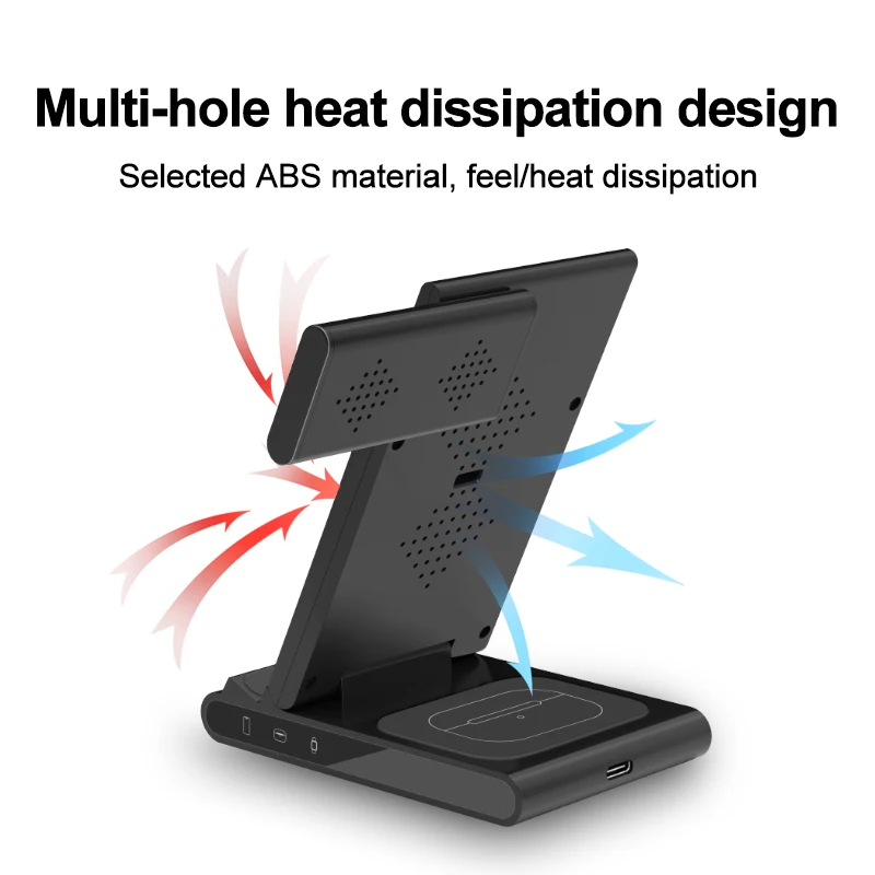 2024 Popular Desktop Foldable Phone Wireless Charger Multifunctional 3 in 1 Wireless Charging Station for Phone Watch Earphone