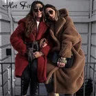 Winter Thick Coats Winter HFCT07 Fashion New Design Winter Warm Thick Solid Colors Oversized Teddy Bear Fleece Long Single Breasted Coats For Women