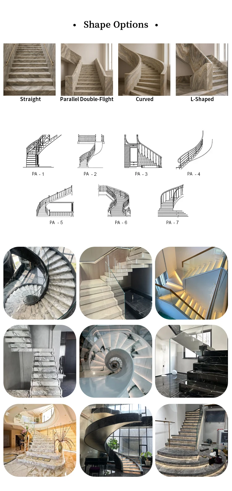 product customized aristone white marble stairs steps interior decoration-2