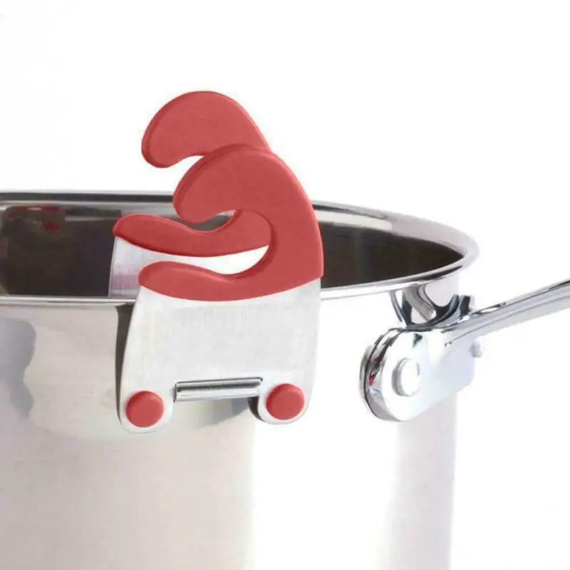 Stainless Steel Pot Side Clips Anti-scalding Spoon Holder Kitchen Gadgets Rubber Convenient Kitchen Tools details