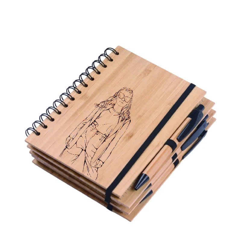 Школьные и офисные принадлежности, личные журналы, блокнот из бамбука, блокнот с ручкой для руководителей, подарочный набор, школьница, молодая женская