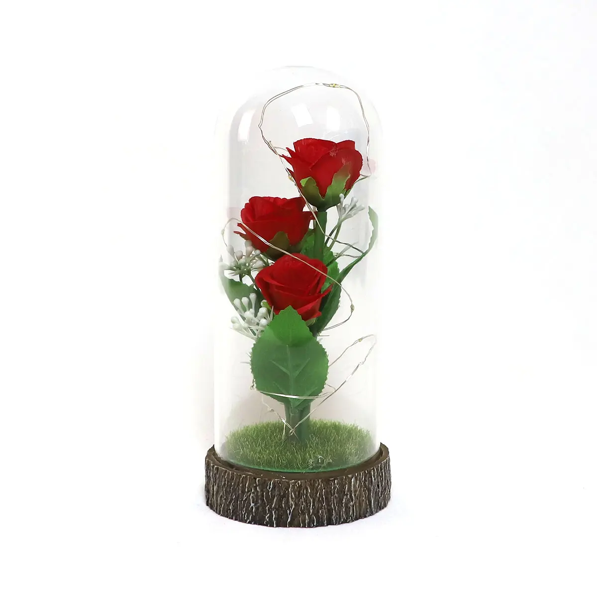 Hot Selling Artificial Galaxy 24k Gold Rose Flowers In Glass Dome For Valentine's Day Gift