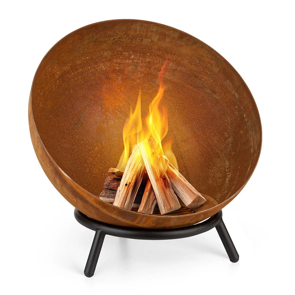 Corten Steel Fireplace Fire Pit With Stand Round Bbq Metal Camping