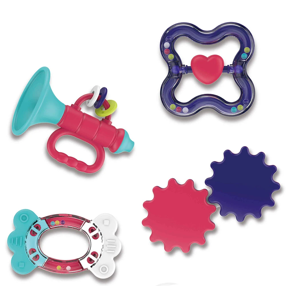 Новый дизайн 7 шт. эко пластиковая коробка передач набор колец детские погремушки игрушки для младенцев и детей ясельного возраста