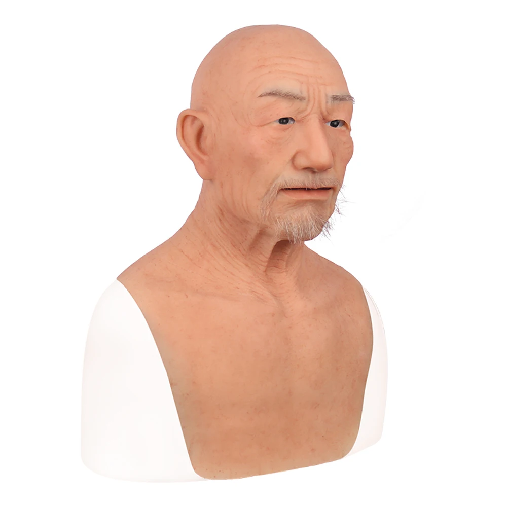 Realistic William Silicone Male Mask With Hair Silicone Head Mask Old Man Face Mask Crossdresser Transgender Halloween Cosplay