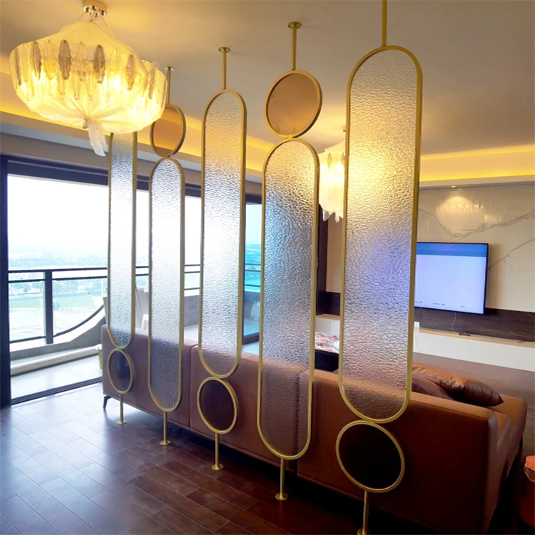 Customized Modern Tempered Glass Partition Screens Metal Screen Partitions Rotatable Office Living Room Dividers