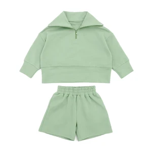 New Arrival Custom Logo Wholesale Kids Summer Fashion Casual Boys Long Sleeve Top and Shorts Children Boys Set