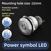 Testa con simbolo di potenza da 22 mm, acciaio inossidabile
