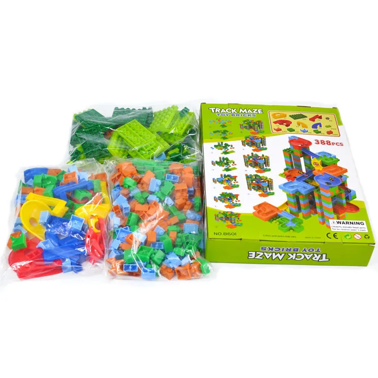 キッズ組み立て388pcsレンガおもちゃセット初期教育DIYトラック迷路ABS
