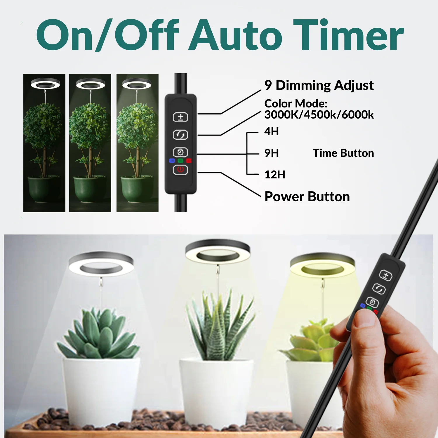 Светодиодный светильник для выращивания растений, приглушаемая Настольная лампа с таймером, для комнатных растений, с USB, 12 Вт
