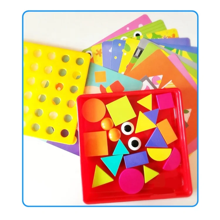 Stem Early Learning Educational Toys DIY Mosaic Pegboard Mushroom Nails Matching Puzzle Game