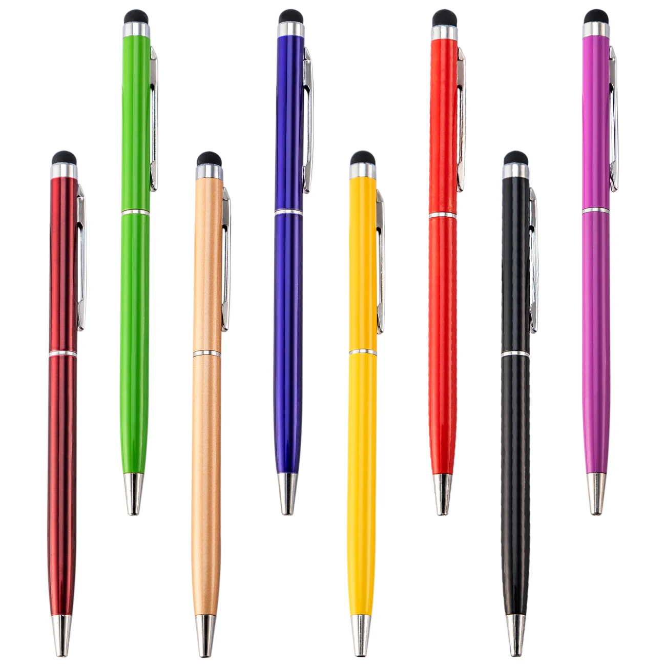 Multifunction Metal Aluminum Touch Screen Ball Point Pen Custom Logo Slim Black Stylus Touch Pen for Phone and Tablet PC