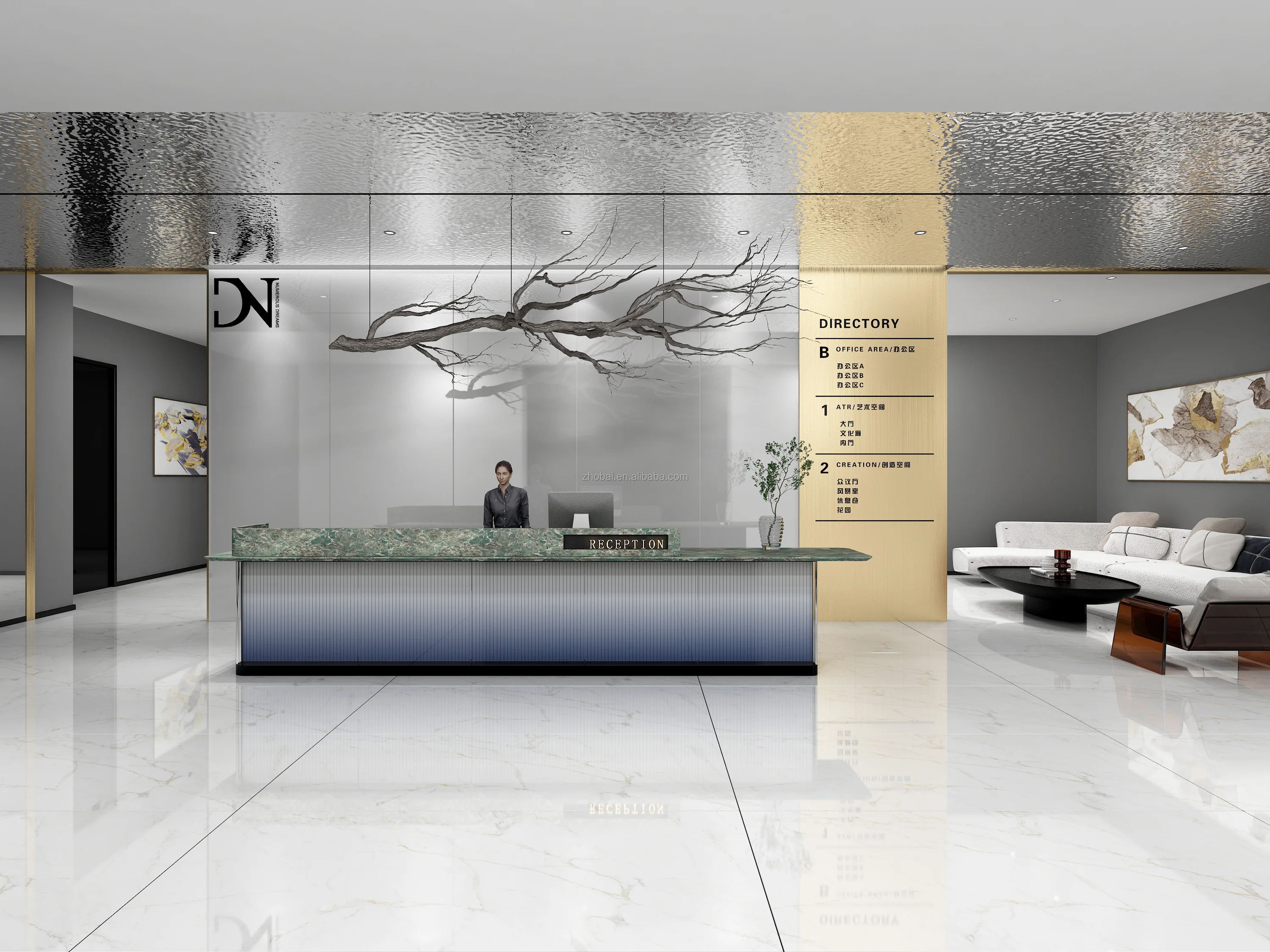 Luxury Customizable LED-Light Reception Counter Desk for Hotels Salons Offices Hospitals-Modern Durable Free Installation 2