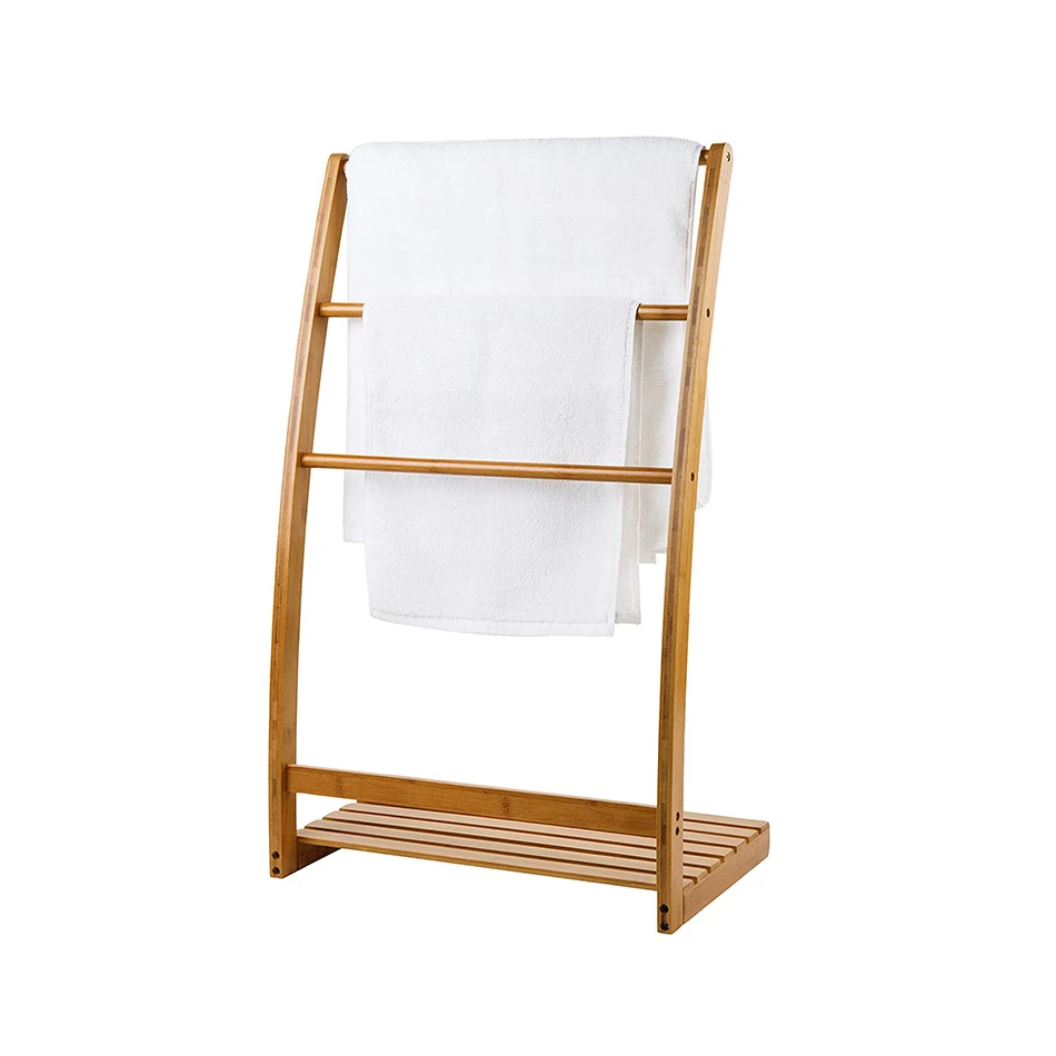 Free Standing Easy Assemble Bamboo Towel Rack Ladder With Storage Buy Bamboo Towel Rack Ladder